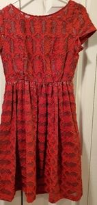 Anthropologie Moulinette Soeurs red lace dress